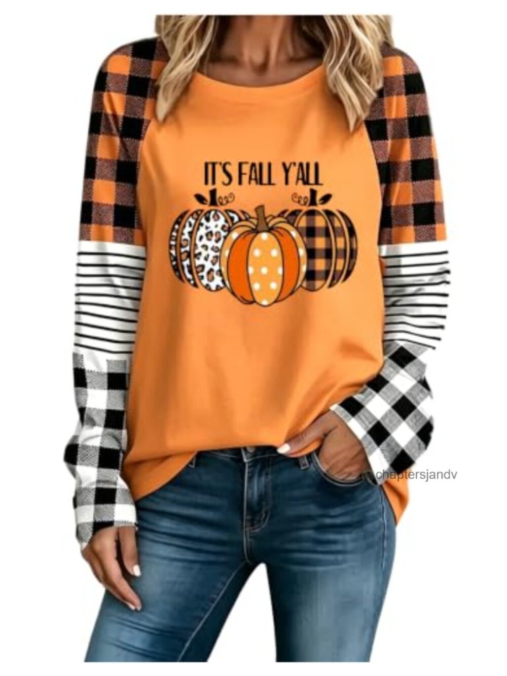 Plus Size Halloween Thanksgiving Pumpkin Graphic Tee Fall Long Sleeve Top
